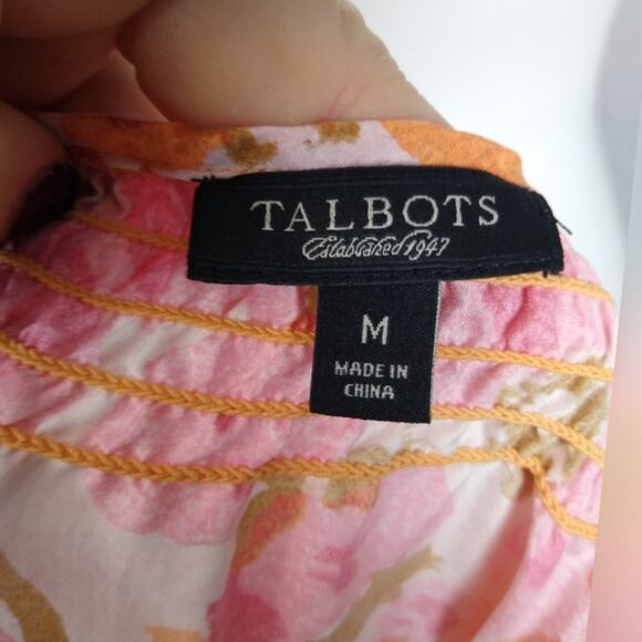 Talbots Pink Orange Silk Floral Drop Waist Dress Size Medium - Picture 5 of 14